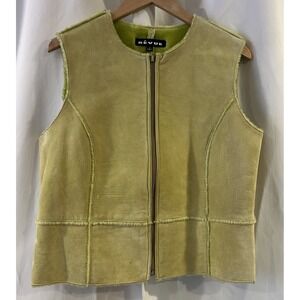 Clothes By Revue Women's Green Suede Sleeveless‎ Classic Full-Zip Vest Size 12